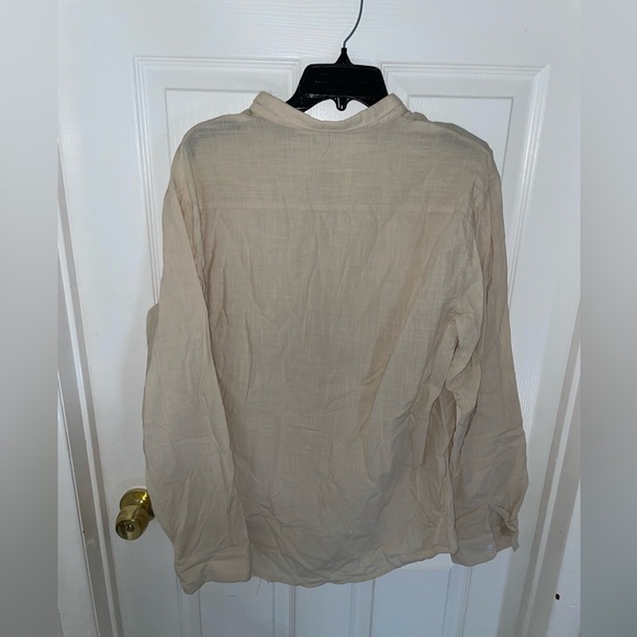 Makkrom Men Linen Button Down Long Sleeve Cotton Shirt - Picture 4 of 5